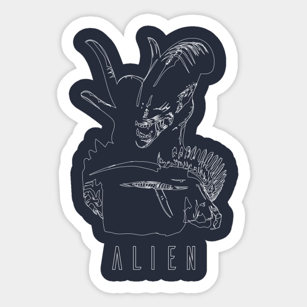 Xenomorph line art Sticker by Colodesign